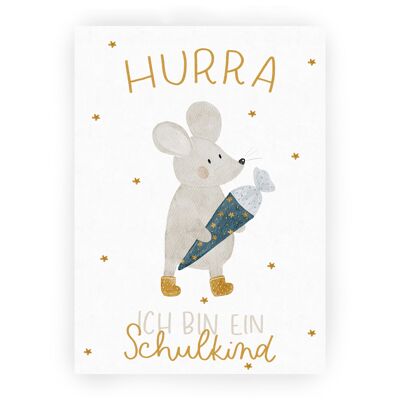 Postkarte Schulanfang Maus