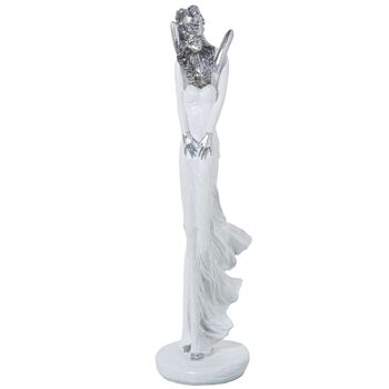 FIGURINE RÉSINE COUPLE CÂLIN BLANC/ARGENT _9X8X30CM ST50459 2