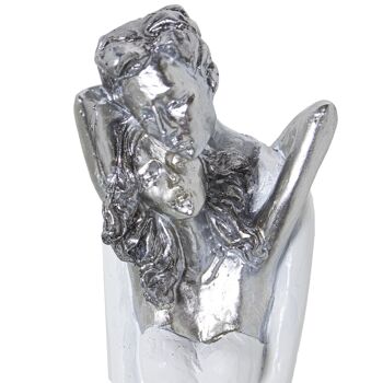 FIGURINE RÉSINE COUPLE CÂLIN BLANC/ARGENT _9X8X30CM ST50459 3