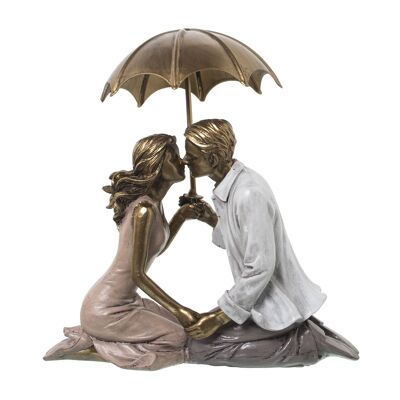 FIGURINE EN RÉSINE COUPLE AGENOU AVEC PARAPLUIE 17X8X13CM ST49869