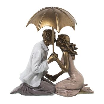 FIGURINE EN RÉSINE COUPLE AGENOU AVEC PARAPLUIE 17X8X13CM ST49869 3