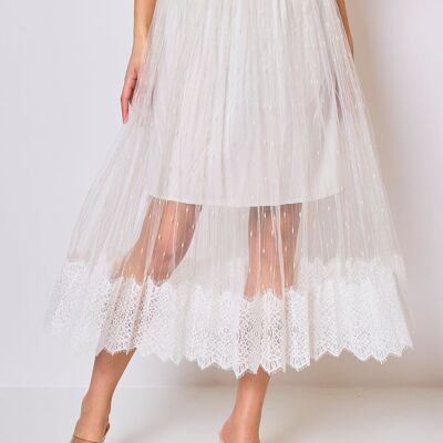 Long tulle skirt with lace F2638