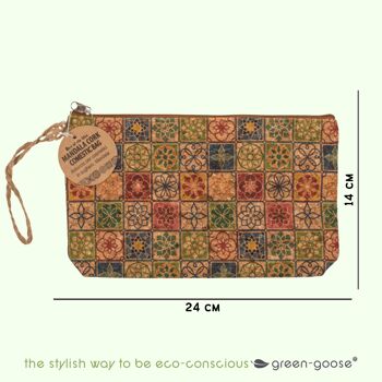 green-goose Pinceaux de maquillage en bambou dans un sac en liège | Tuile marron 2