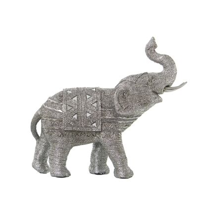 Figur aus granuliertem silbernem Elefantenharz mit Spiegeln, 31 x 11 x 28 cm, ST49777