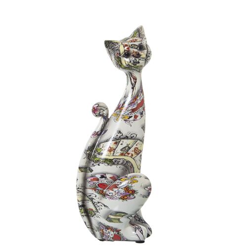 FIGURA RESINA GATO DECORADO CASINO 9X9X24CM ST50297