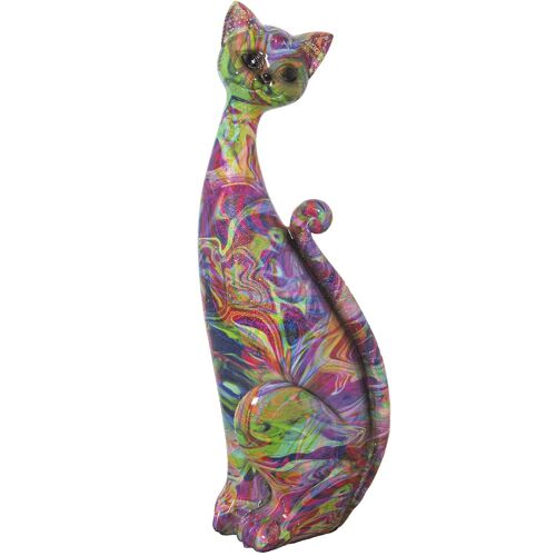 FIGURA RESINA GATO DECORADO GRAFITI 10X10X30CM ST50296