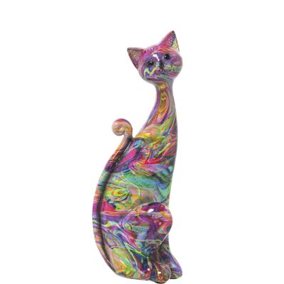 FIGURA RESINA GATO DECORADO GRAFITI 9X9X24CM ST50295