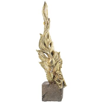 FIGURINE RÉSINE FEUILLE D'OR AVEC BASE 19X12X42CM ST50306 2