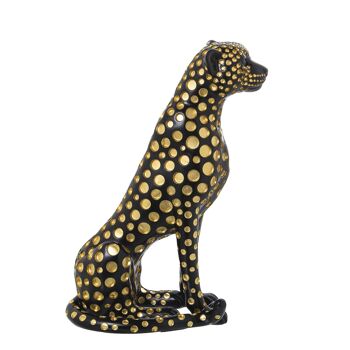 FIGURINE RÉSINE LÉOPARD NOIR/DORÉ _17X30X44CM ST61851 1