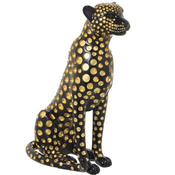 FIGURINE RÉSINE LÉOPARD NOIR/DORÉ _17X30X44CM ST61851 5