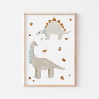 Poster Dinos im Herbst A4