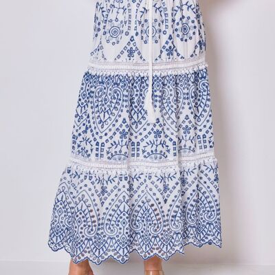 Long skirt printed in English embroidery FM-2422