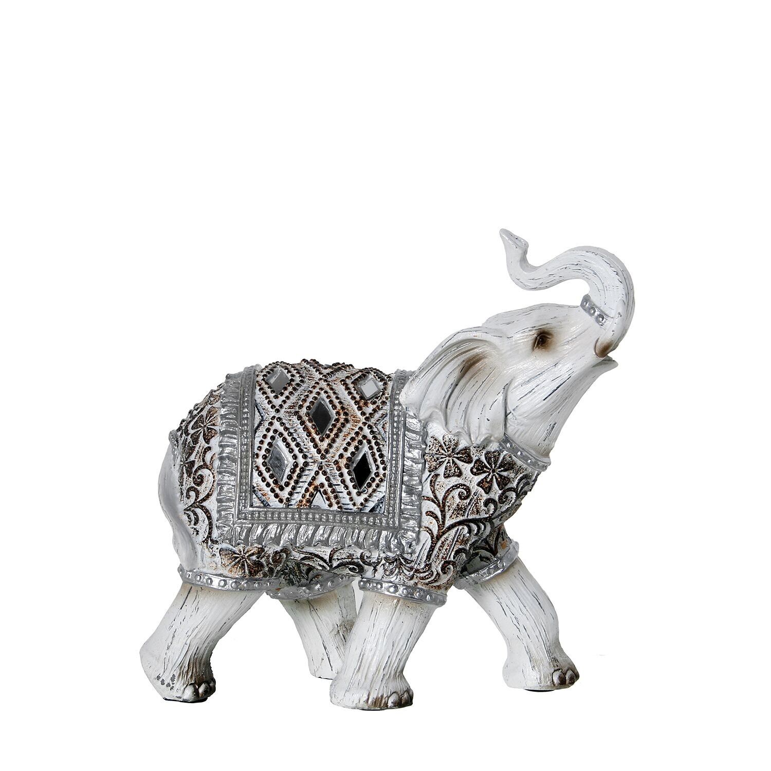 Statuetta in resina di elefante bianco 15x7x15cm st47261