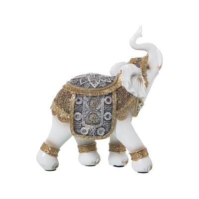 FIGURINE RÉSINE ÉLÉPHANT BLANC/OR 17X7X19CM ST50310