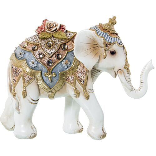 FIGURA RESINA ELEFANTE BLANCO/DORADO 27X9X20CM ST50317