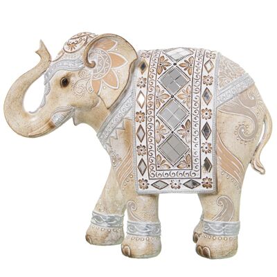 FIGURINE ÉLÉPHANT EN RÉSINE AVEC MIROIR 28X11X24CM ST49852