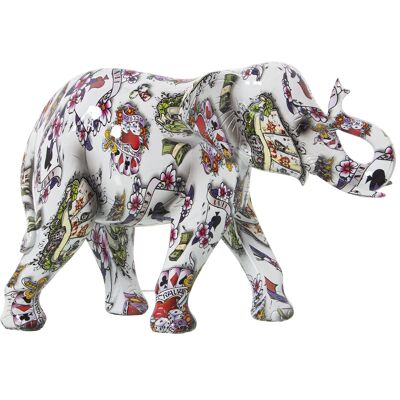 FIGURA IN RESINA ELEFANTE DECORATO CASINÒ 29X11X20CM ST50302