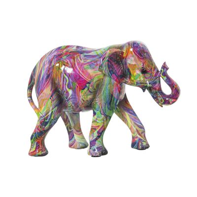 FIGURINE EN RÉSINE ÉLÉPHANT DÉCORÉ GRAFFITI 23X9X17CM ST50300