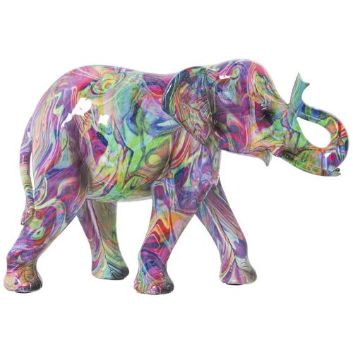 FIGURA RESINA ELEFANTE DECORADO GRAFITI 29X11X20CM ST50303