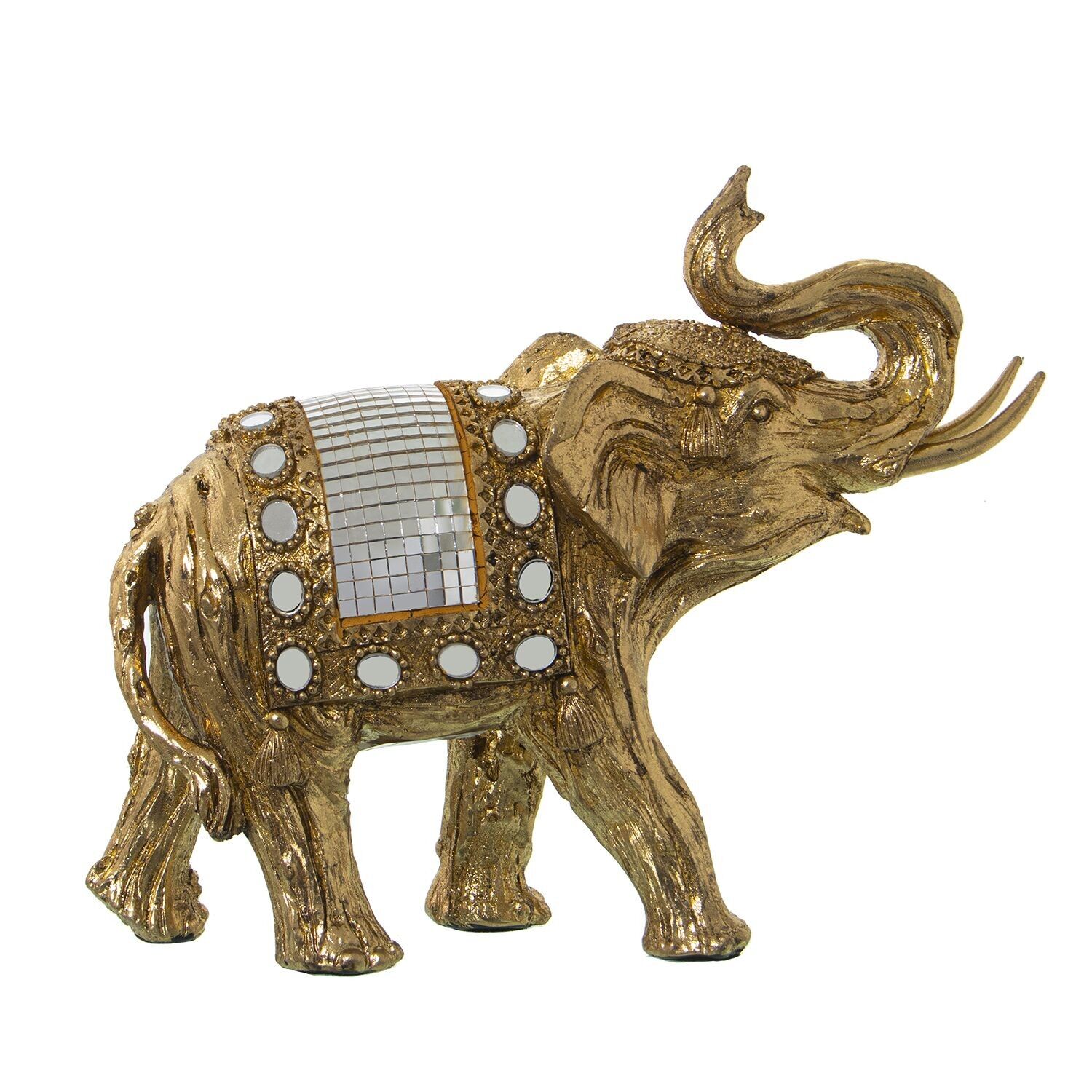 Statuetta in resina raffigurante un elefante dorato 22x10x19cm st49770