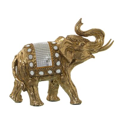 FIGURA RESINA ELEFANTE DORADO 22X10X19CM ST49770