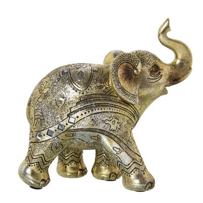 FIGURINE RÉSINE ÉLÉPHANT DORÉ 22X10X21CM ST50315