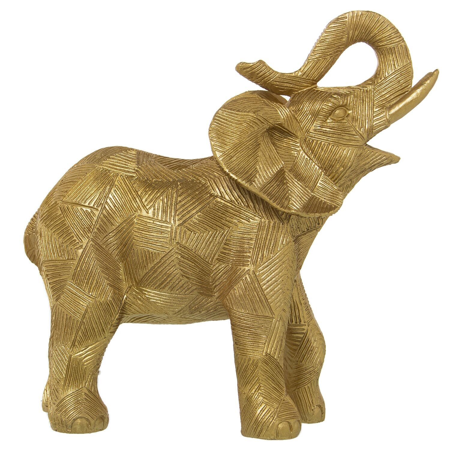 Statuetta in resina raffigurante un elefante dorato 24x11x25cm st50416
