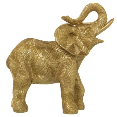 FIGURINE RÉSINE ÉLÉPHANT DORÉ 24X11X25CM ST50416