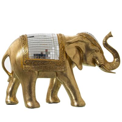 FIGURINE RÉSINE ÉLÉPHANT DORÉ 32X12X20CM ST49769