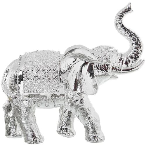 FIGURA RESINA ELEFANTE PLATEADO 22X9X21CM ST49978