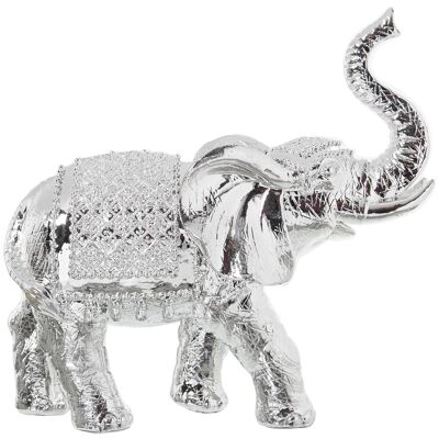 FIGURINE RÉSINE ÉLÉPHANT ARGENT 22X9X21CM ST49978