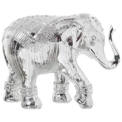 FIGURINE RÉSINE ÉLÉPHANT ARGENT 26X11X20CM ST49982