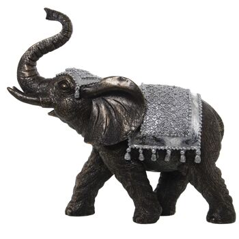 FIGURINE RÉSINE ÉLÉPHANT ARGENT 27X12X25CM ST50405 2