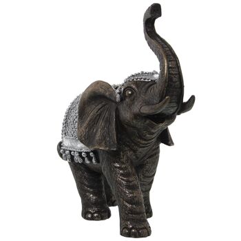 FIGURINE RÉSINE ÉLÉPHANT ARGENT 27X12X25CM ST50405 5