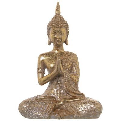 FIGURINE BOUDDHA DORÉ EN RÉSINE 18X10X26CM ST50425