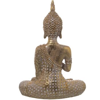 FIGURINE BOUDDHA DORÉ EN RÉSINE 18X10X26CM ST50425 2