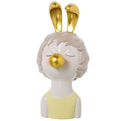 RESIN FIGURE HEAD OF CHICAC/GUM GOLD _12X15X25CM ST50435