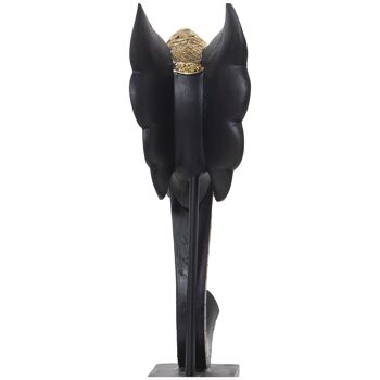 FIGURINE RÉSINE TÊTE D'ÉLÉPHANT DORÉ/NOIR AVEC SUPPORT 18X10X36CM ST50345 2