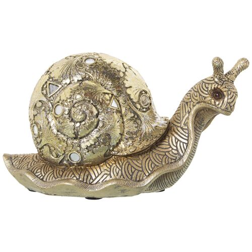 FIGURA RESINA CARACOL DORADA 22X10X12CM ST50338