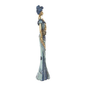 FIGURINE EN RÉSINE AFRICAINE BLEU/OR 10X7X33CM ST50352 2