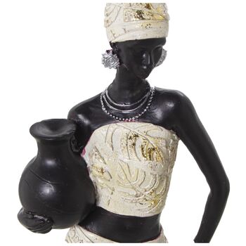 FIGURINE AFRICAINE EN RÉSINE BLANCHE 10X7X40CM ST49965 2