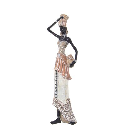 WHITE/GOLD AFRICAN RESIN FIGURE 12X7X39CM ST50322