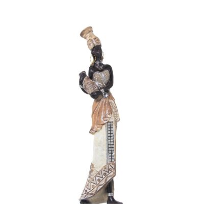 WHITE/GOLD AFRICAN RESIN FIGURE 8X7X33CM ST50321