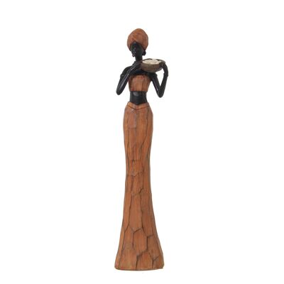 FIGURA RESINA AFRICANA MARRÓN 8X5X31CM ST49976