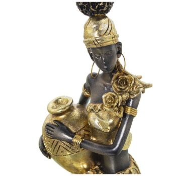 FIGURINE AFRICAINE ASSISE EN RÉSINE 14X12X29CM ST49865 2