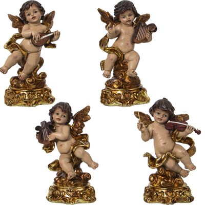 FIGURA IN RESINA ANGELO MUSICISTA CON BASE _13X10X20CM CIRCA. ST50473