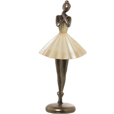 FIGURINE RÉSINE DANSEURE CRÈME/OR 14X11X34CM ST50402