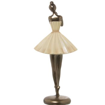 FIGURINE RÉSINE DANSEURE CRÈME/OR 14X11X34CM ST50402 3