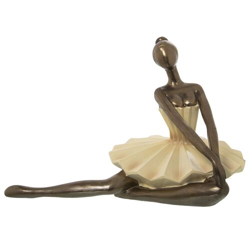 FIGURA RESINA BAILARINA CREMA/DORADA 23X14X16CM ST50404