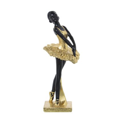 FIGURINE RÉSINE DANSEUSE OR/NOIR _12X11X27CM ST50462